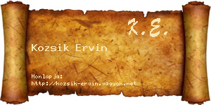 Kozsik Ervin névjegykártya