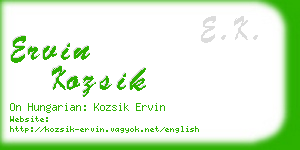 ervin kozsik business card